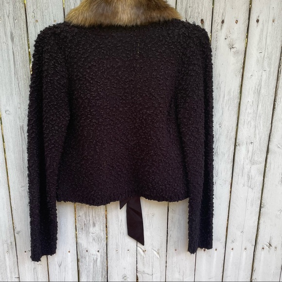 Intuitions black cardigan faux fur M vintage style - Picture 5 of 6